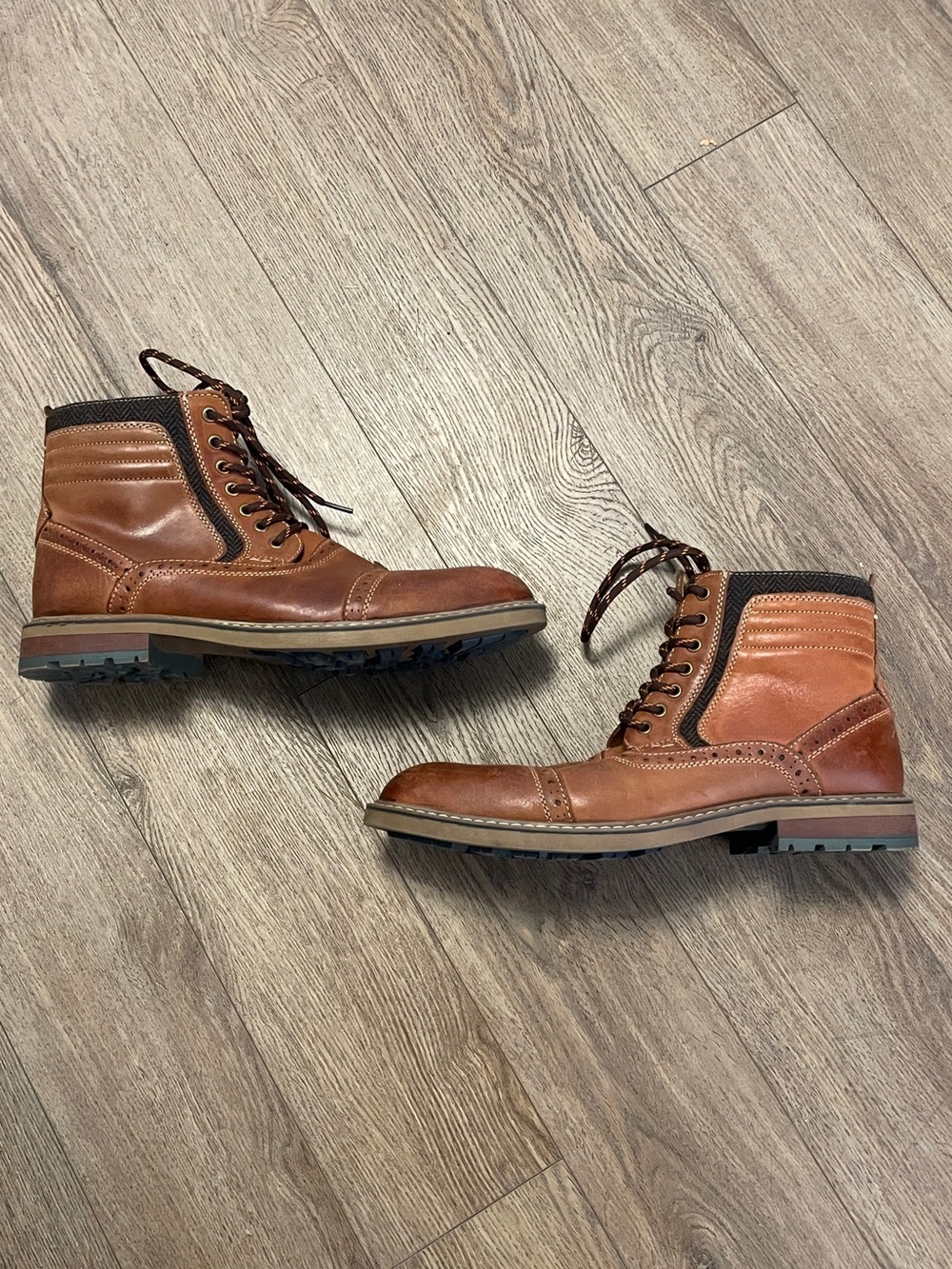 Men's Brown Leather Lace-Up Cap-Toe Boots